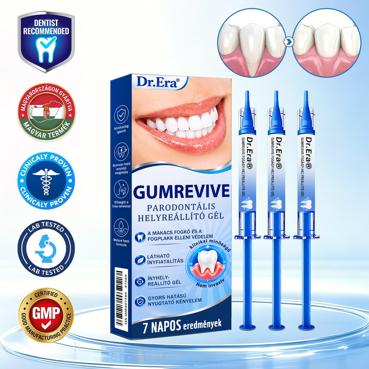 🇭🇺🏅🦷 HIVATALOS ÜZLET | Dr.Era® GumRevive Periodontal Repair Gel — Célzott fogínyápolás lepedék, fogszuvasodás, fogágyproblémák, kellemetlen lehelet és gyenge fogak esetén | Precíziós, leöblítést nem igénylő szájápoló formula